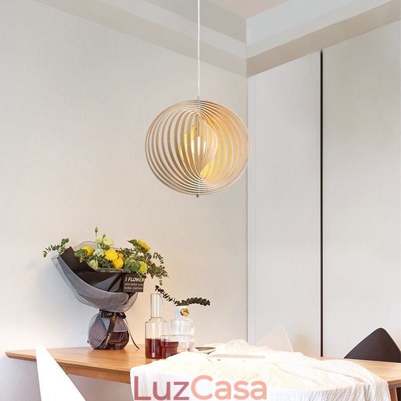 Lustre moderno de bola redonda luminária pendente de tília