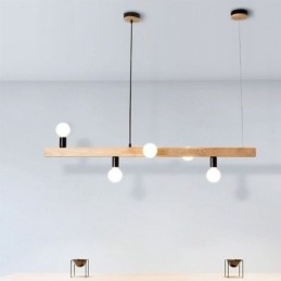 Lustre de Molécula de Luz Pendente de Madeira Japonesa