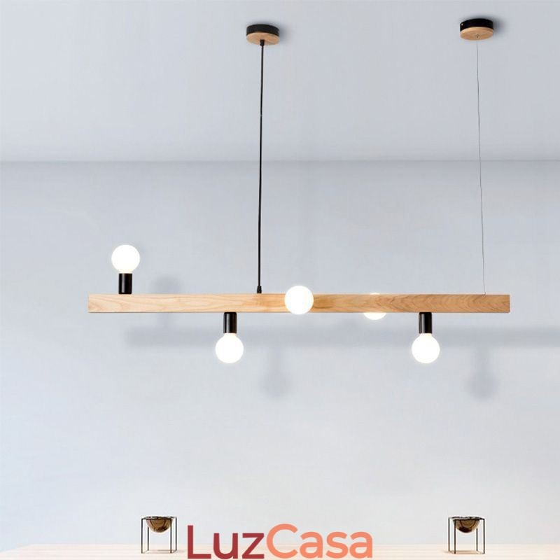 Lustre de Molécula de Luz Pendente de Madeira Japonesa