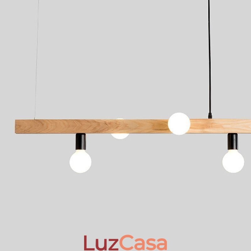 Lustre de Molécula de Luz Pendente de Madeira Japonesa