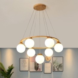 Lustre de madeira japonês Molecule Pendant Light