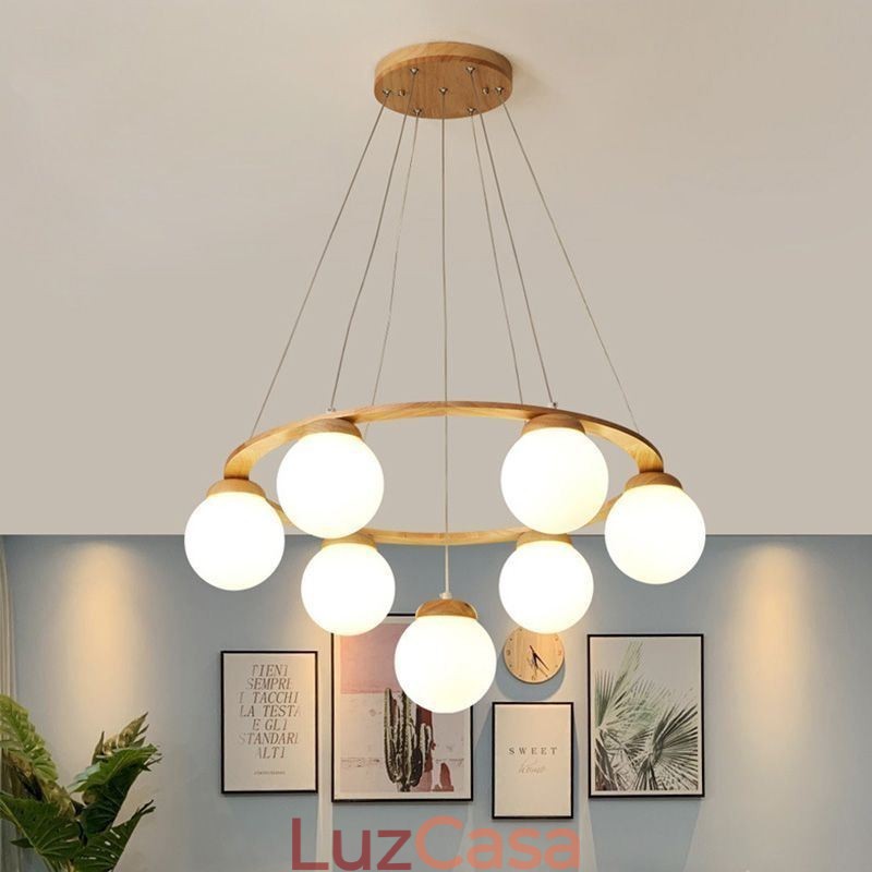 Lustre de madeira japonês Molecule Pendant Light