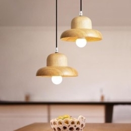 Chapéu de luz pendente de madeira japonesa