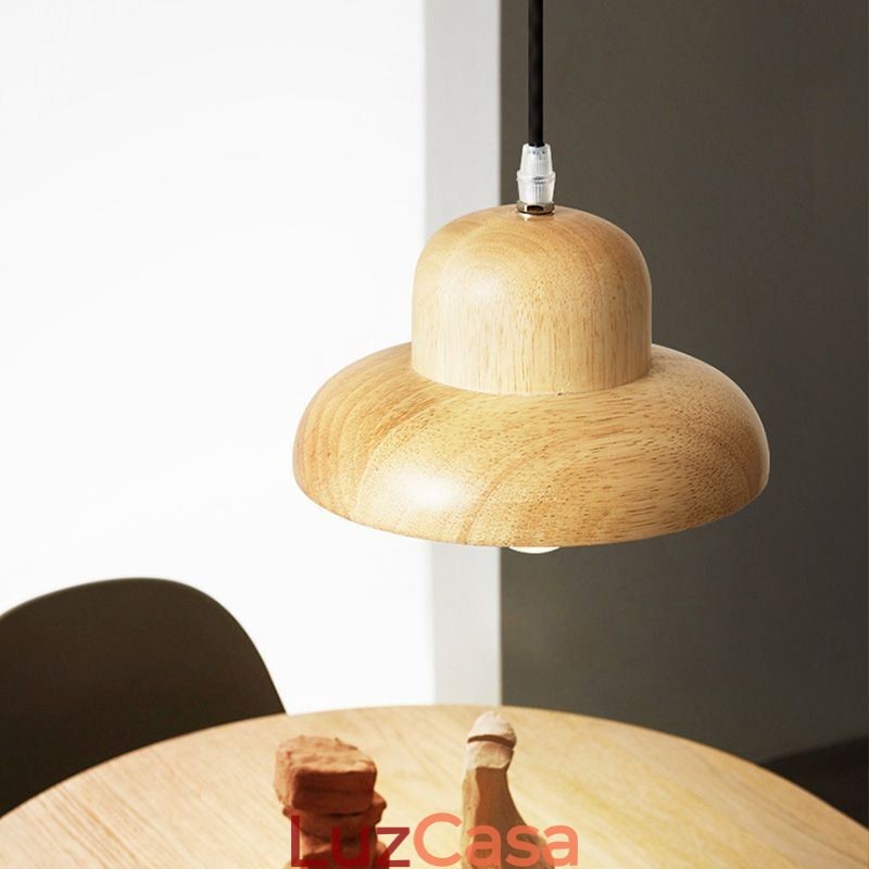 Chapéu de luz pendente de madeira japonesa