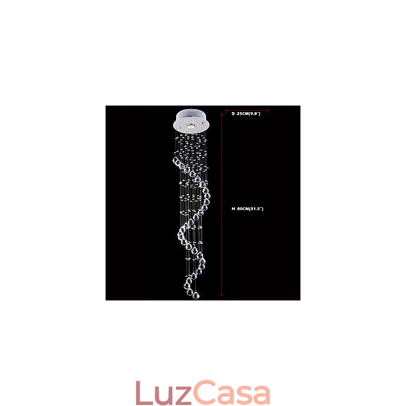 Lustre de cristal pendente, iluminação, 1 luz, canpoy prateado, transparente, k9, cristal, hélice, teto, lâmpadas, h80cm