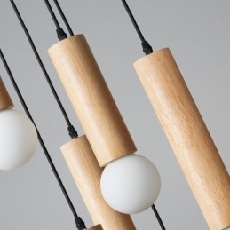 Luminária pendente de madeira japonesa 6 luzes luz suspensa