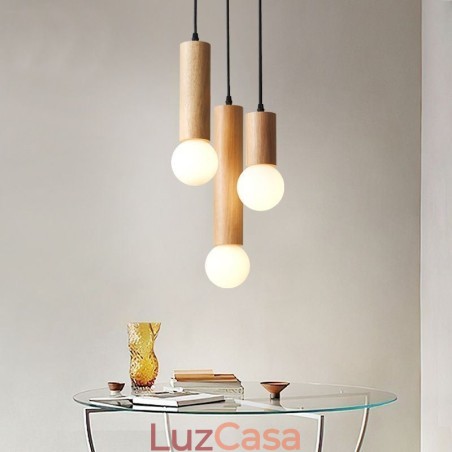 Luminária pendente de madeira japonesa 3 luzes luz suspensa Luminária pendente de madeira japonesa 3 luzes luz suspensa