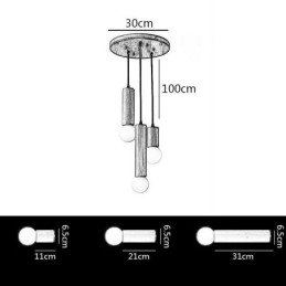 Luminária pendente de madeira japonesa 3 luzes luz suspensa
