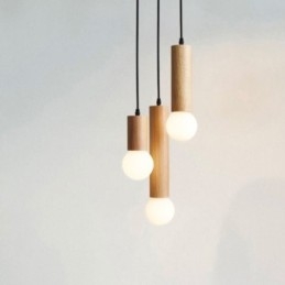 Luminária pendente de madeira japonesa 3 luzes luz suspensa