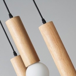Luminária pendente de madeira japonesa 3 luzes luz suspensa