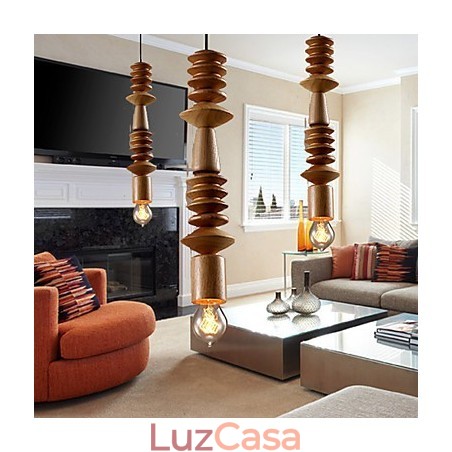 Lustre Mini Estilo Tradicional Clássico Madeira Bambu