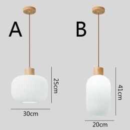 Luminária pendente de madeira japonesa, lanterna de vidro, luz suspensa