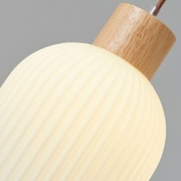 Luminária pendente de madeira japonesa, lanterna de vidro, luz suspensa