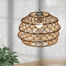 Moderna Pastoral Pendant Light Criativa Rattan Hanging Light Com Abajur Dobrável