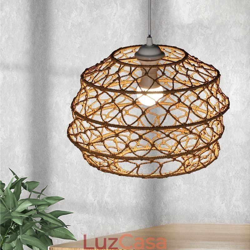 Moderna Pastoral Pendant Light Criativa Rattan Hanging Light Com Abajur Dobrável