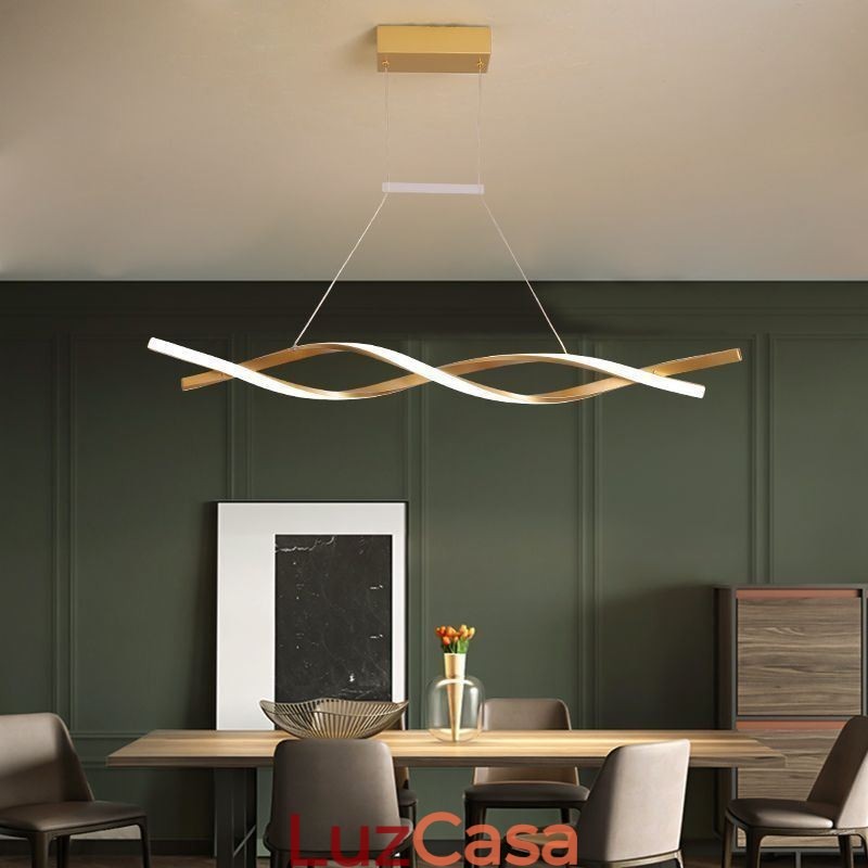 Luminária pendente moderna com design de torção, luminária suspensa para jantar