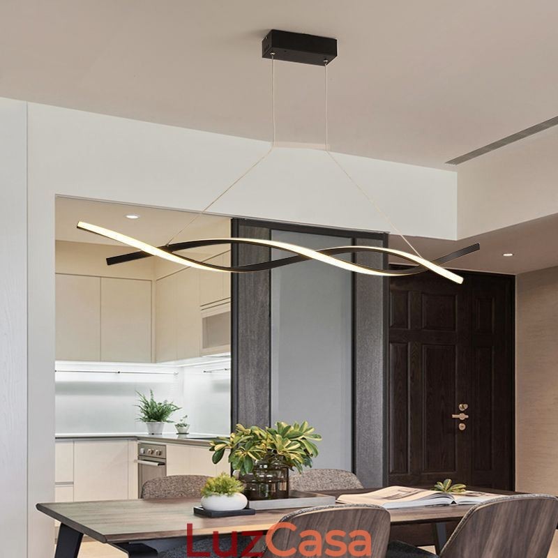 Luminária pendente moderna com design de torção, luminária suspensa para jantar