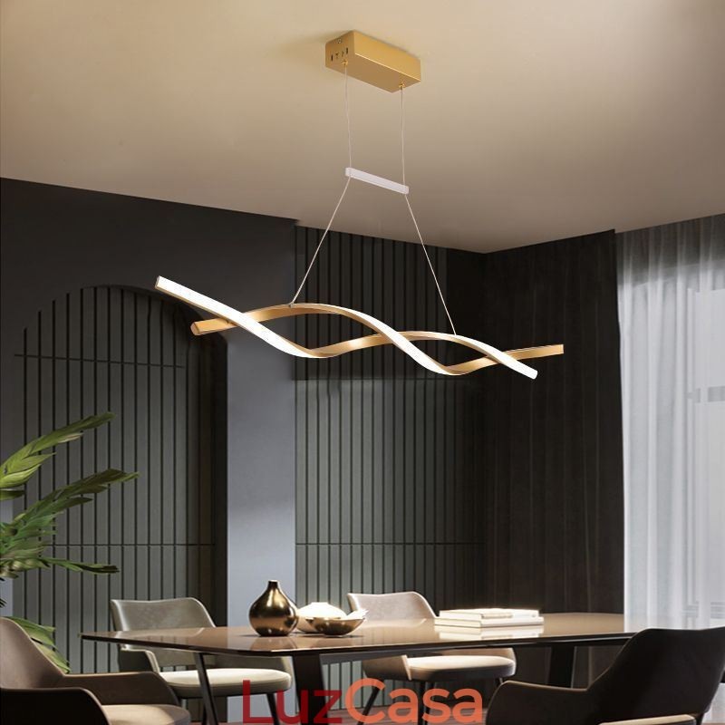 Luminária pendente moderna com design de torção, luminária suspensa para jantar