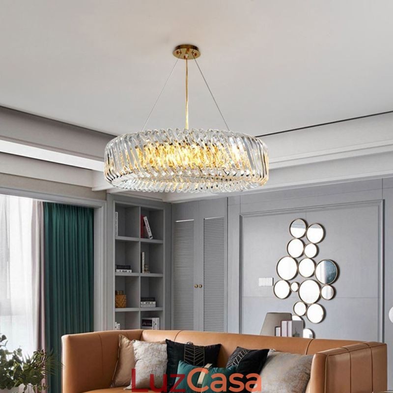 Luminária pendente europeia redonda de vidro para decoração