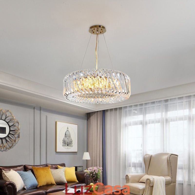 Luminária pendente europeia redonda de vidro para decoração