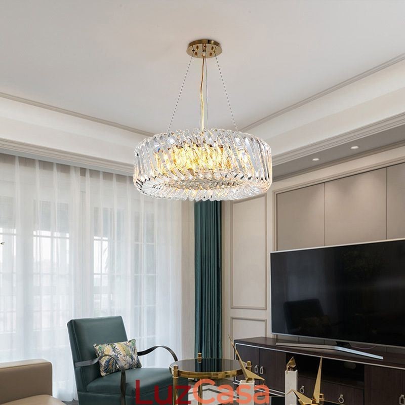 Luminária pendente europeia redonda de vidro para decoração