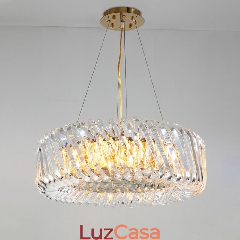 Luminária pendente europeia redonda de vidro para decoração