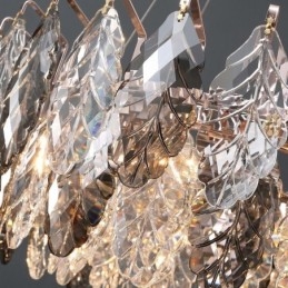 Lustre europeu de ferro com pingente e folha de vidro criativo