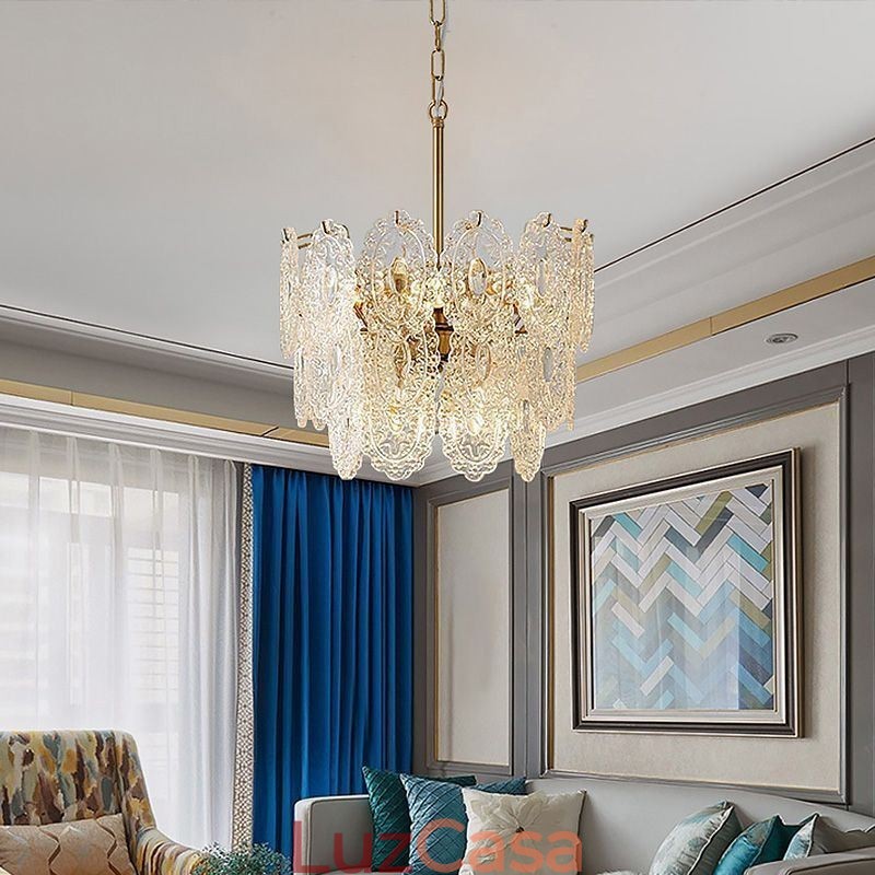 Luminária pendente de vidro moderna decoração bronze dourado lustre