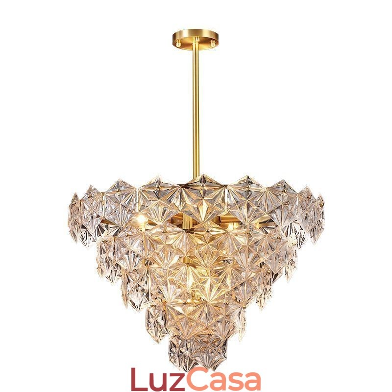 Lustre europeu de vidro com pingente moderno em formato de cone