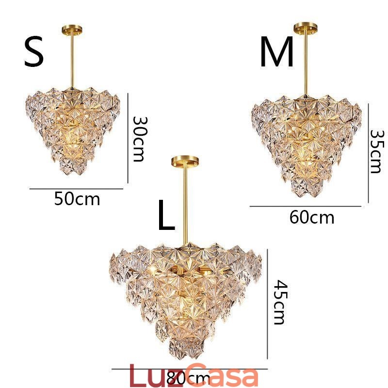 Lustre europeu de vidro com pingente moderno em formato de cone