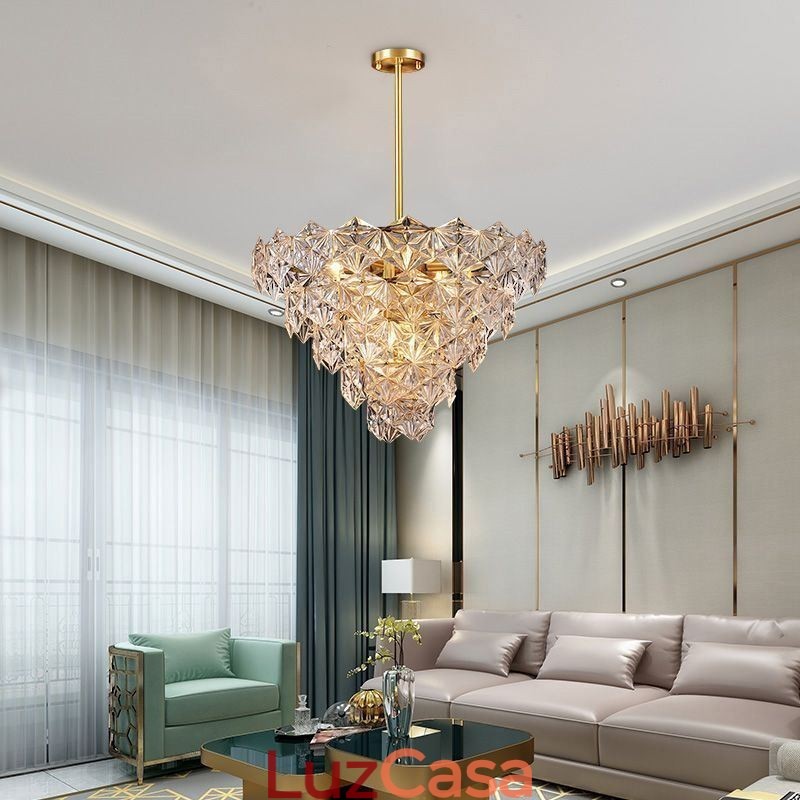 Lustre europeu de vidro com pingente moderno em formato de cone