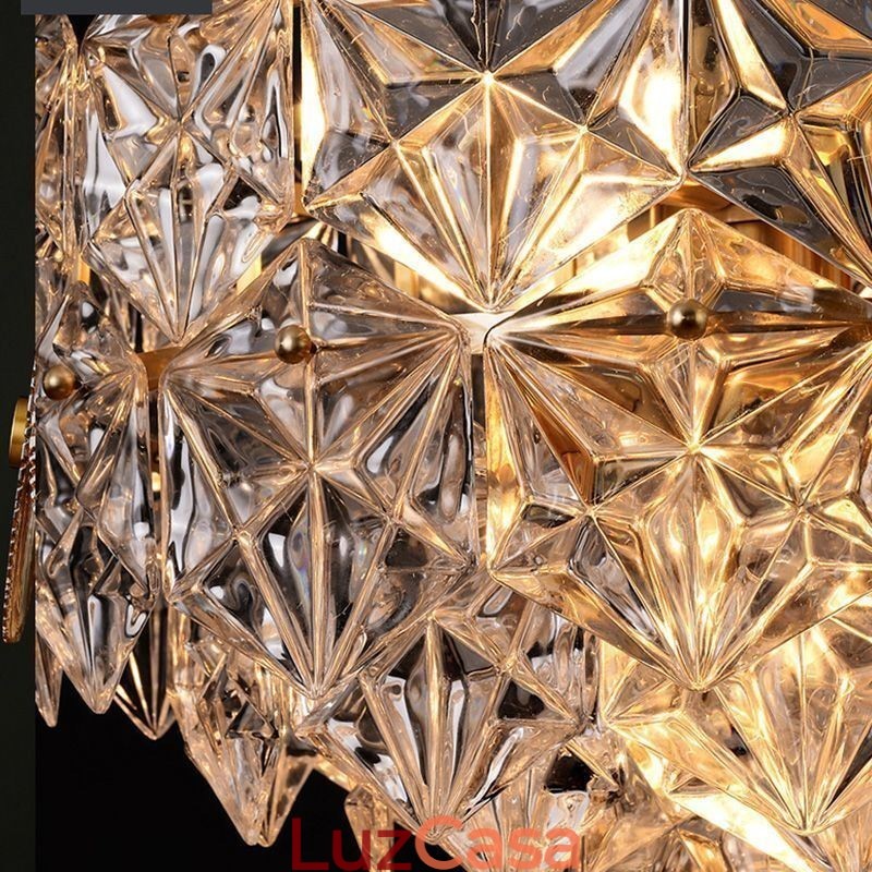 Lustre europeu de vidro com pingente moderno em formato de cone