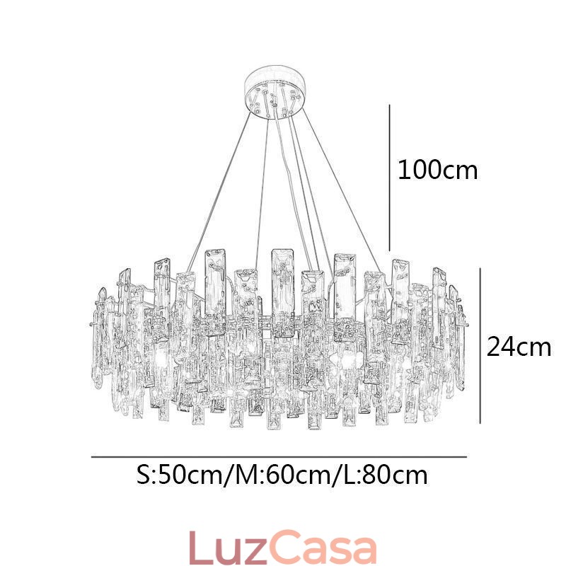 Lustre de vidro de luxo estilo europeu luz pendente