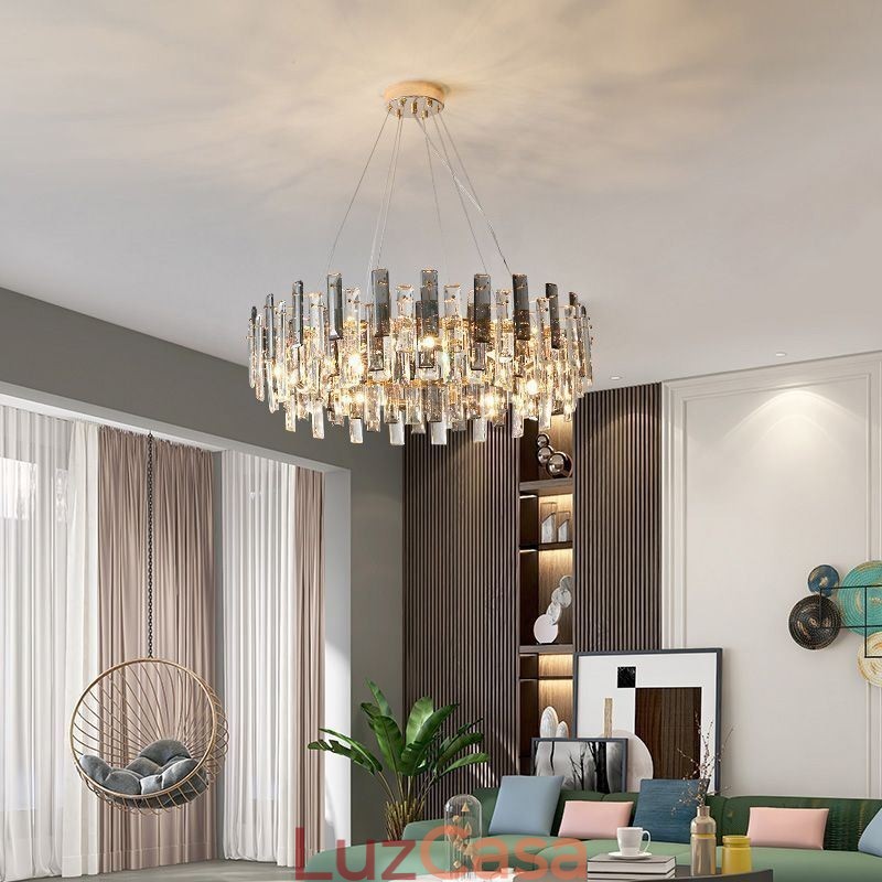 Lustre de vidro de luxo estilo europeu luz pendente