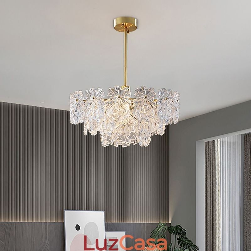 Luminária pendente de luxo decoração para casa lustre de vidro sala de estar