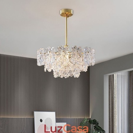 Luminária pendente de luxo decoração para casa lustre de vidro sala de estar Luminária pendente de luxo decoração para casa lustre de vidro sala de estar
