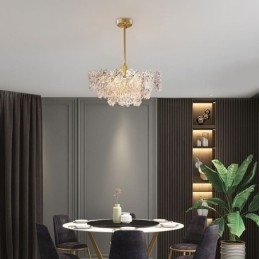 Luminária pendente de luxo decoração para casa lustre de vidro sala de estar
