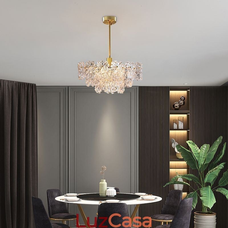 Luminária pendente de luxo decoração para casa lustre de vidro sala de estar