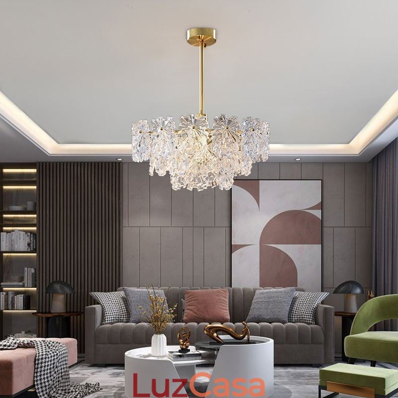 Luminária pendente de luxo decoração para casa lustre de vidro sala de estar