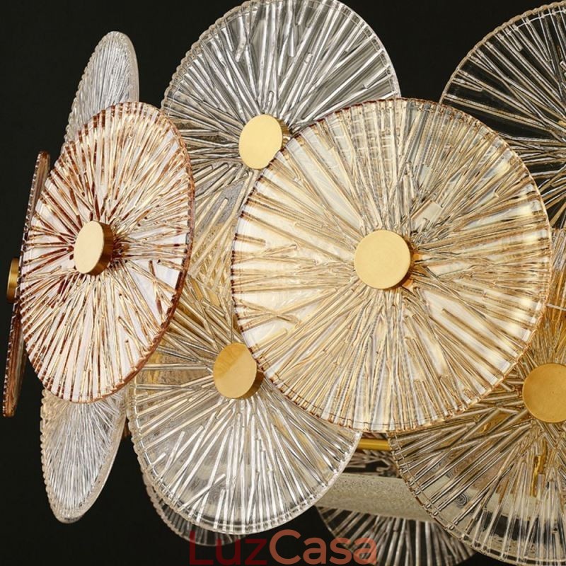 Lustre moderno Spark Disc, luminária pendente de vidro com fogos de artifício, decoração para casa, iluminação