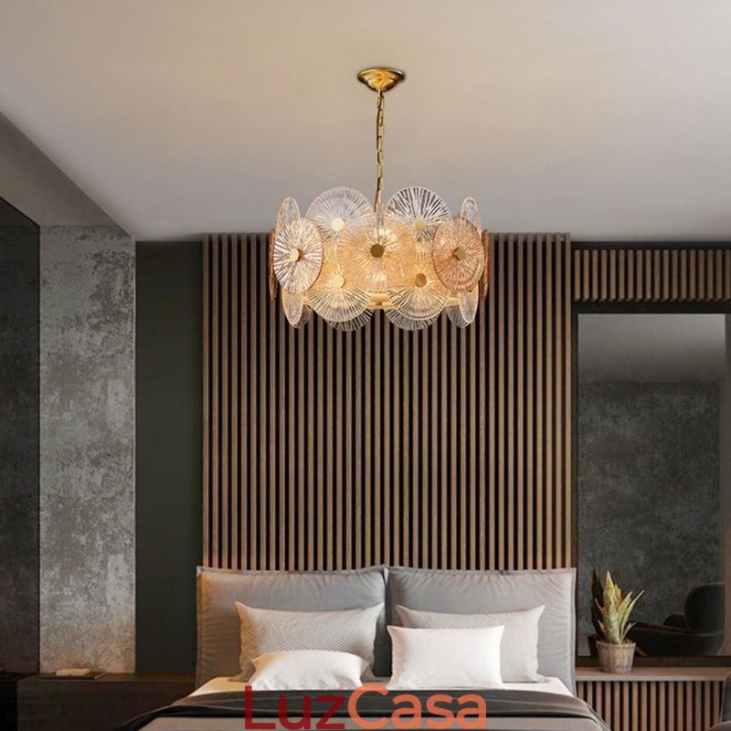 Lustre moderno Spark Disc, luminária pendente de vidro Firework, iluminação para decoração de casa