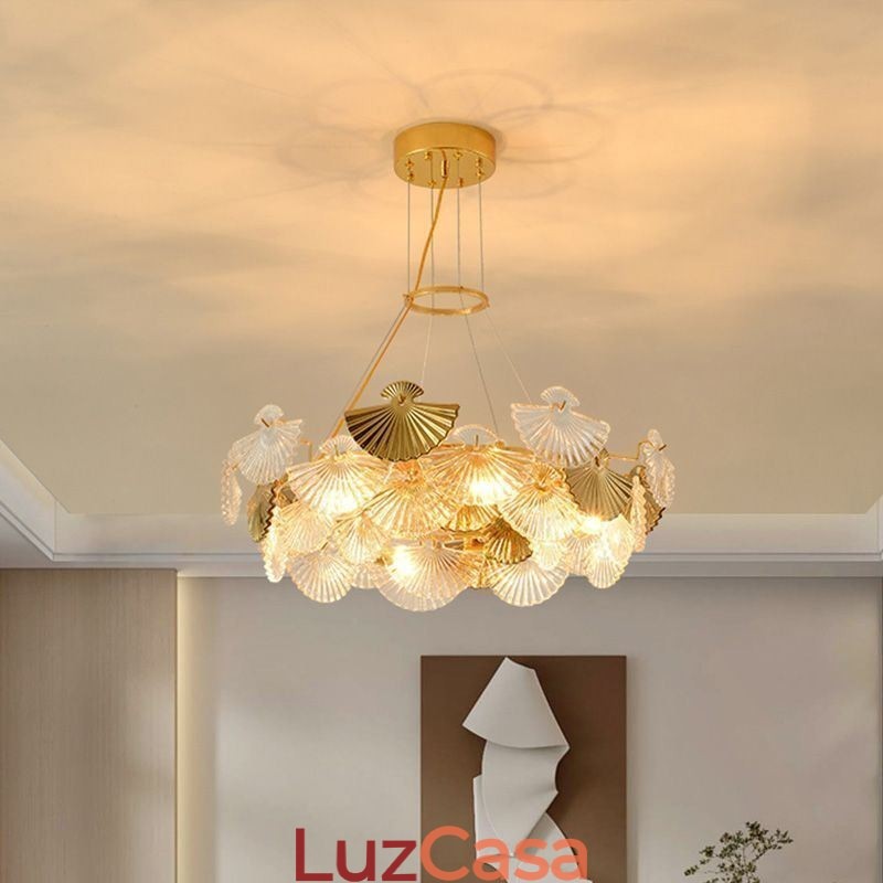 Lustre de vidro europeu pendurado em forma de leque