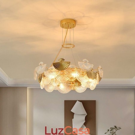 Lustre de vidro europeu pendurado em forma de leque Lustre de vidro europeu pendurado em forma de leque