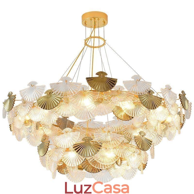 Lustre de vidro europeu pendurado em forma de leque