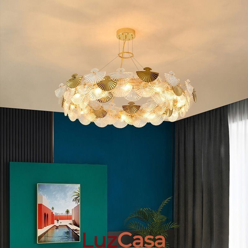 Lustre de vidro europeu pendurado em forma de leque