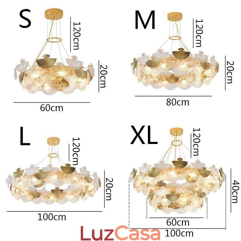 Lustre de vidro europeu pendurado em forma de leque