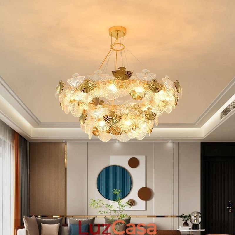 Lustre de vidro europeu pendurado em forma de leque
