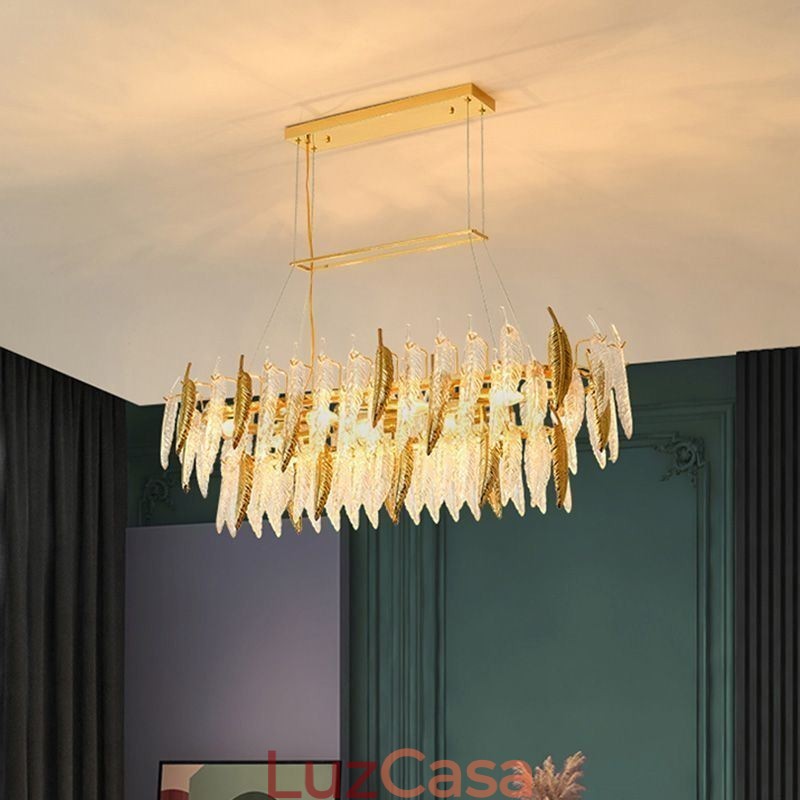 Lustre de vidro artístico Pena Oval Pendente Luz