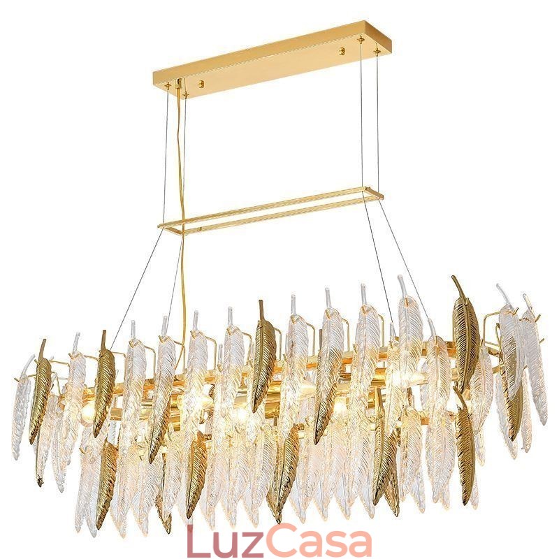 Lustre de vidro artístico Pena Oval Pendente Luz