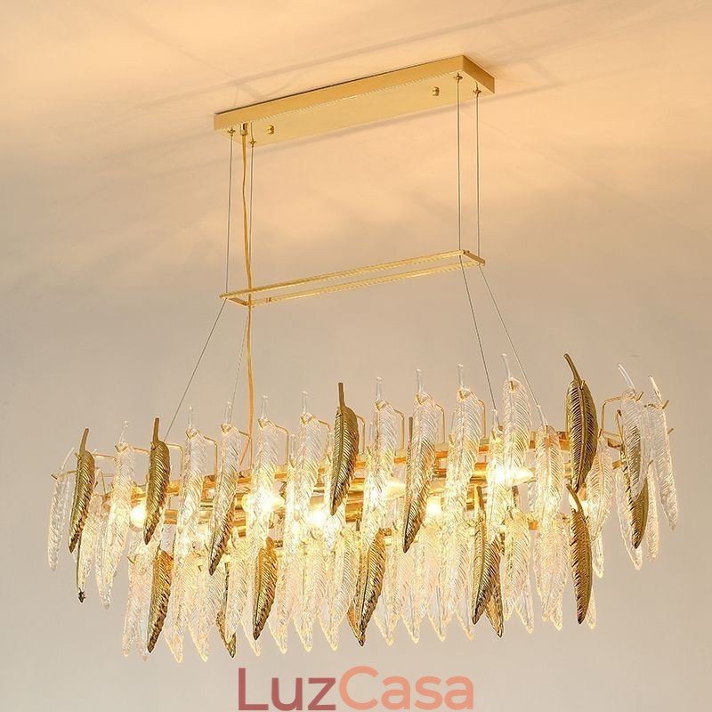 Lustre de vidro artístico Pena Oval Pendente Luz